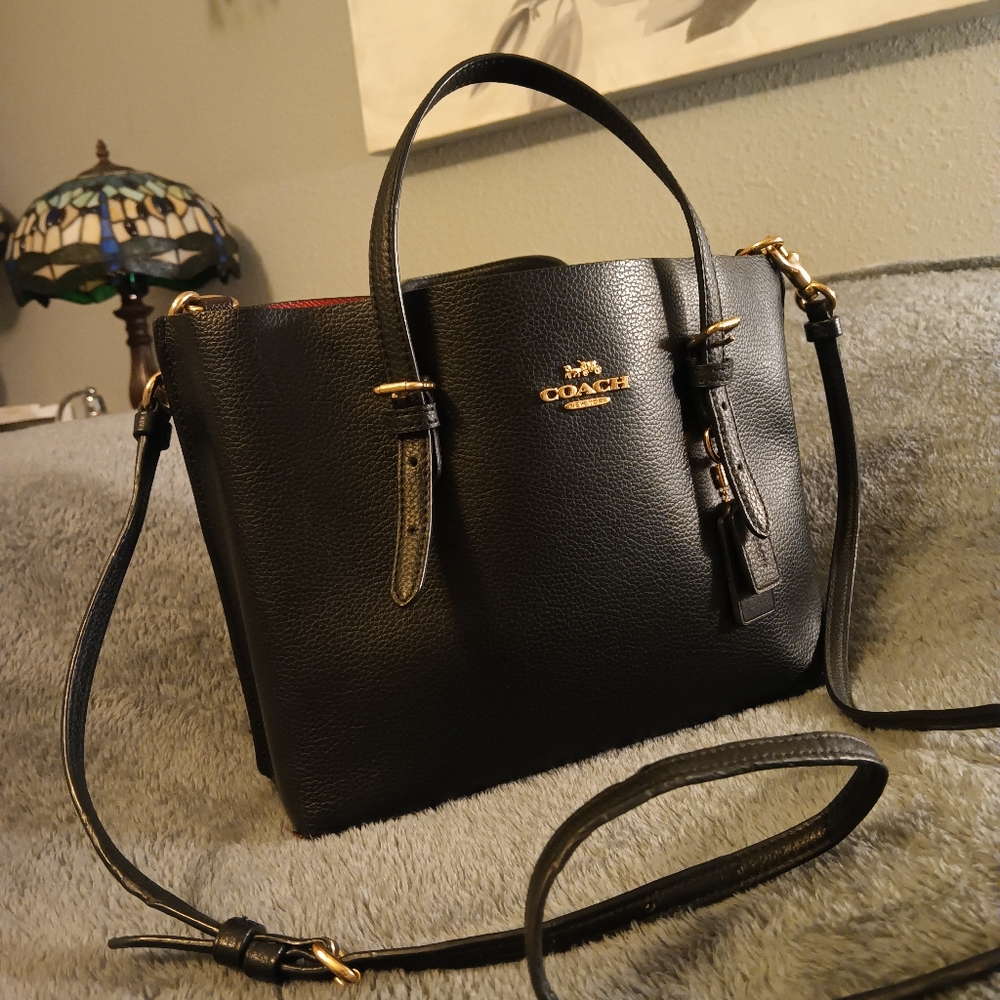Coach Black Leather Mollie 25 Tote - Picture 4 of 14